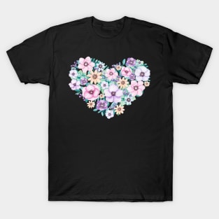 Watercolor Floral Heart T-Shirt